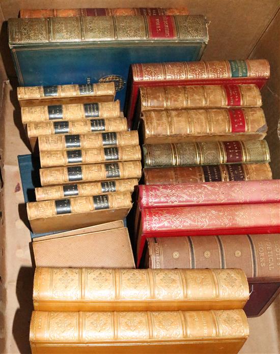 Literature, various bindings inc Old London Bridge, Goldsmith, Carlyle, Aikins British Poets (10v, 32mo),  etc